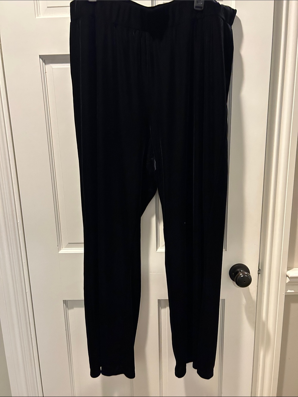 Black velvet pull on pants